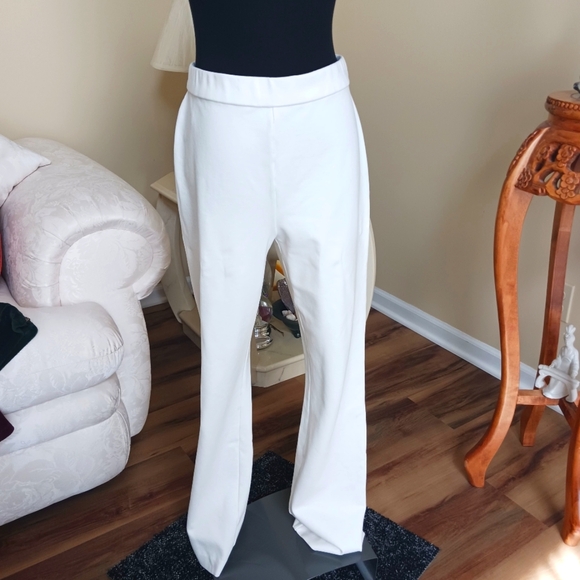 Susan Graver Pants - Susan Graver Regular Ponte Straight Leg Pull-On Pants Light Cream SZ M EUC